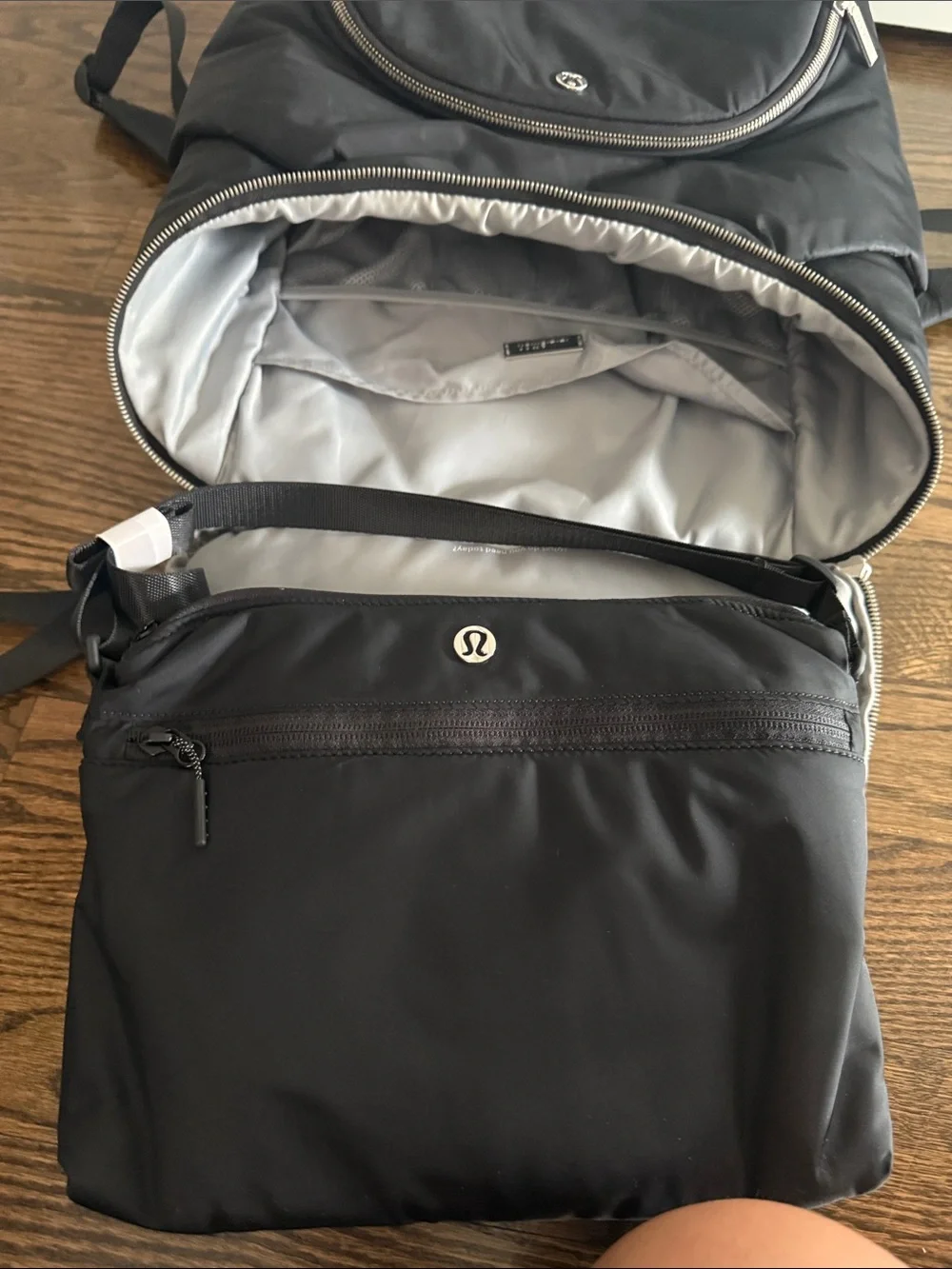lululemon athletica Black Nylon Backpack with Front Zip Pocket